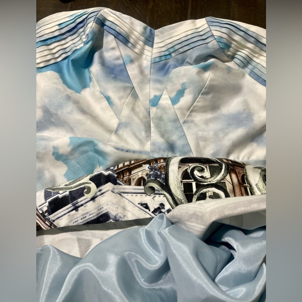 Moulinette Soeurs Anthropologie Skyward Paris City Print Strapless Dress Sz 2 - Picture 12 of 15